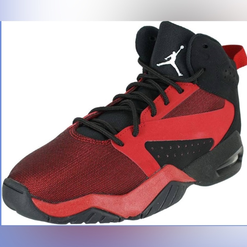 7Y 9 women Jordan Red and Black High-Top Basketball Sneaker